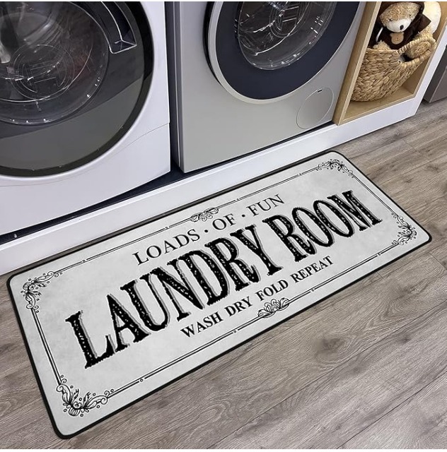 ROMAMIGO Non Slip Laundry Runner Rug - Farmhouse Kitchen Floor Mat for Mudroom and Bathroom
